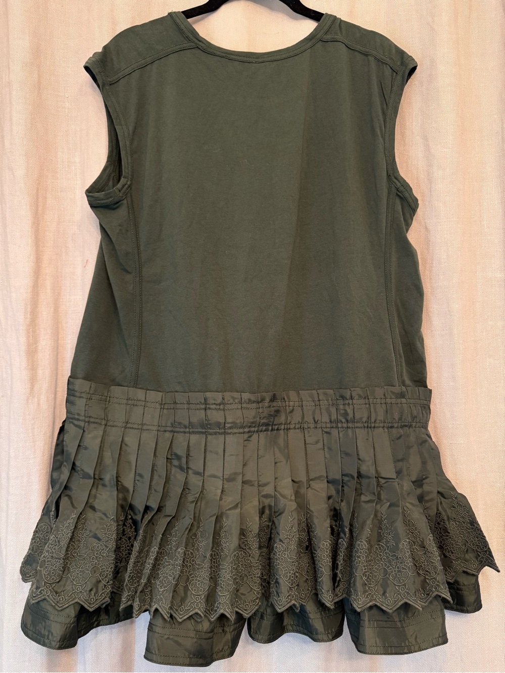 Daily Practice by Anthropologie Drop-Waist Pleated Mini Dress NWT Dark Green M - Picture 2 of 7